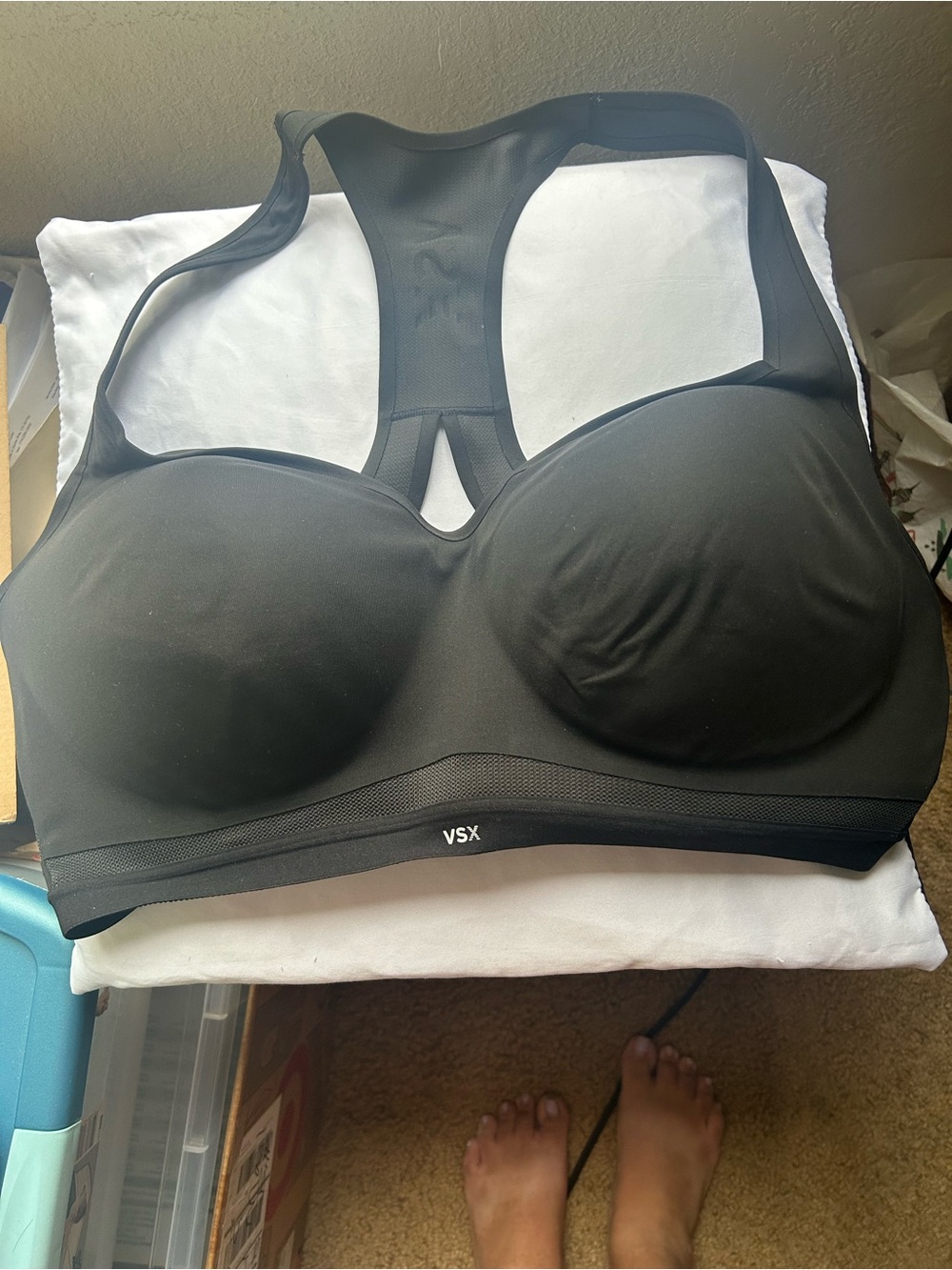 Victoria's Secret Black VSX Padded Racerback Sports Bra